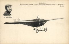 VINTAGE POSTCARD Avion Aviation Monoplane Nieuport Moteur Nieuport 28 HP controls by Maillols