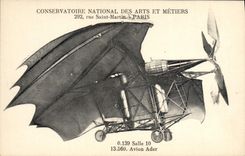 VINTAGE POSTCARD Conservatory Plane Aviation National of Arts and Trades Street Saint Martin Ader Plane
