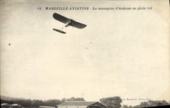 CPA Avion Aviation Marseille Aviation Le monoplan d'Aubrun en plein vol 