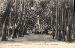 CPA Perpignan Promenade des Platanes