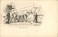 CPA Bateau de guerre Serie aux balais 