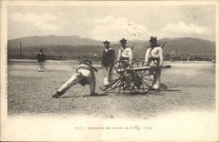 VINTAGE POSTCARD Warship Exercise of gun of 65mm