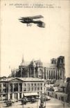 CPA Avion Aviation Aeroplane Farman evoluant au dessus de la cathedrale de Reims