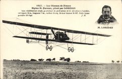 VINTAGE POSTCARD Avion Aviation Farman Biplane controls by Loridan