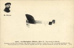 VINTAGE POSTCARD Plane Aviation Molon Monoplane Crossed of the English Channel