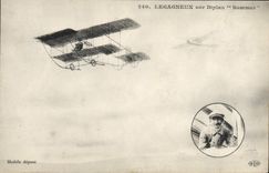 VINTAGE POSTCARD Plane Legagneux Aviation on biplane To summon
