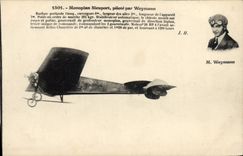 CPA Avion Aviation Monoplan Nieuport pilote par Weymann