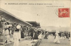 CPA Avion Aviation Marseille Aviation Aubrun se dirigeant vers la mer 