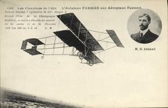 CPA Avion Aviation Aviateur Farman sur aeroplane Farman