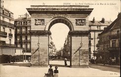 VINTAGE POSTCARD Dijon the Guillaume Gate and the Street of Freedom