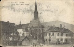 VINTAGE POSTCARD Thann Places Festival Town hall and Cure