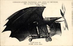 VINTAGE POSTCARD Conservatory Plane Aviation National of Arts and Trades Street Saint Martin Paris Ader Plane