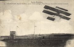 CPA Avion Aviation Lyon Aviation Legagneux Biplan Sommer Mme Henriot Premiere aviatrice lyonnaise 