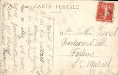 VINTAGE POSTCARD Plane Aviation Lyon Biplane Legagneux Aviation To summon Mrs. Henriot First Lyons aviatrice