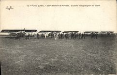 CPA Avion Aviation Avord Centre militaire d'aviation bi plans Nieuport prets au depart