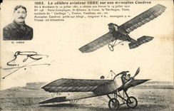 VINTAGE POSTCARD Plane Aviation Obre Aviator on Caudron monoplane
