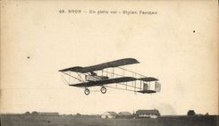 CPA Avion Aviation Bron En plein vol Biplan Farman 