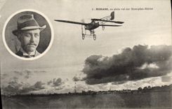 CPA Avion Aviation Morane en plein vol sur monoplan Bleriot 