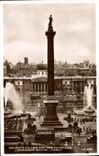 POSTAL MODERNA columna de Londres Nelson y jardín público de Trafalgar de las nuevas fuentes