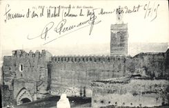 La POSTAL Fes de la VENDIMIA lleva y mezquita de Bab Guissha