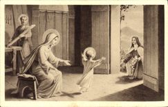 VINTAGE POSTCARD co. Therese of the Jesus Child throwing of the flowers