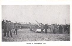 CPA Avion Aviation Train Sur monoplan Train 