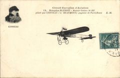 CPA Avion Aviation Circuit europeen d'aviation Monoplan Bleriot Moteur gnome Conneau gagnant de Paris Rome
