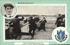 VINTAGE POSTCARD Plane Aviation Biplane Mr. Farman European Circuit June 1911 June the departure of Vidart gaining of Paris Liege