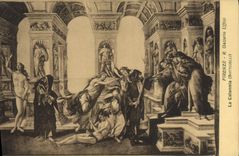 VINTAGE POSTCARD Firenze R Galleria Uffizi Calunnia Botticelli