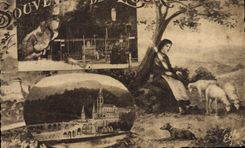 VINTAGE POSTCARD Lourdes Sainte Bernadette Keeping the Sheep has Bartres
