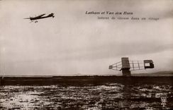 VINTAGE POSTCARD Plane Latham Aviation and Van den Borm fight speed in a turn