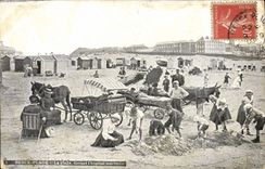 VINTAGE POSTCARD Berck Beach the Beach in front of the maritime Hospital Ass Mule