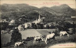 VINTAGE POSTCARD High Pyreness Heavy Sight on the surrounding basilica and mountains Cows