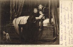 VINTAGE POSTCARD Museum of Louvre children of Edouard IV Delaroche