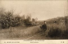 VINTAGE POSTCARD Daubigny spring Museum of Louvre Paris