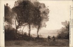 VINTAGE POSTCARD Museum of Louvre Paris Corot Souvenir of Italy