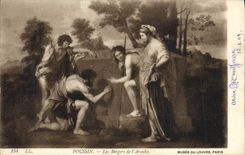 VINTAGE POSTCARD Museum of Louvre Paris Chick shepherds of Arcadie