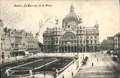 Estación de tren de Amberes de la POSTAL de la VENDIMIA vista del lugar