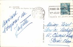 POSTAL MODERNA Nantes con el jardín botánico el lago