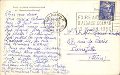 POSTAL MODERNA piedra cruzada y conmemorativa en Hartmannsvillerkopf