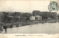 VINTAGE POSTCARD Enghien les Bains Edges of the Lake the Walk