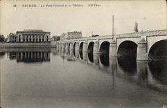 VINTAGE POSTCARD Saumur the Cessart Bridge and the Theater