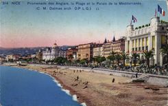 VINTAGE POSTCARD Nice Walk Of the English the Beach and the Palate of the Mediterranean