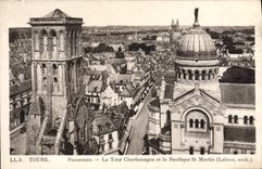 CPA Tours Panorama La Tour Charlemagne et la Basilique St Martin