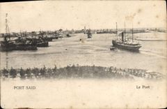 VINTAGE POSTCARD Port Saïd the Port Boat