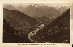 VINTAGE POSTCARD Heavy the Valley of Argeles Seen from of the Peak of Jer