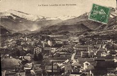 VINTAGE POSTCARD old Doors and the Pyrenees