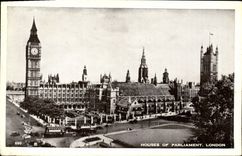 Casas de Londres de la POSTAL de la VENDIMIA del parlamento