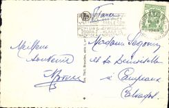 VINTAGE POSTCARD Brussels Places Rogier and Gare Of North Tram