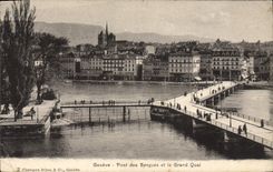 VINTAGE POSTCARD Geneva Bridge Of Bergues and the Large Quay